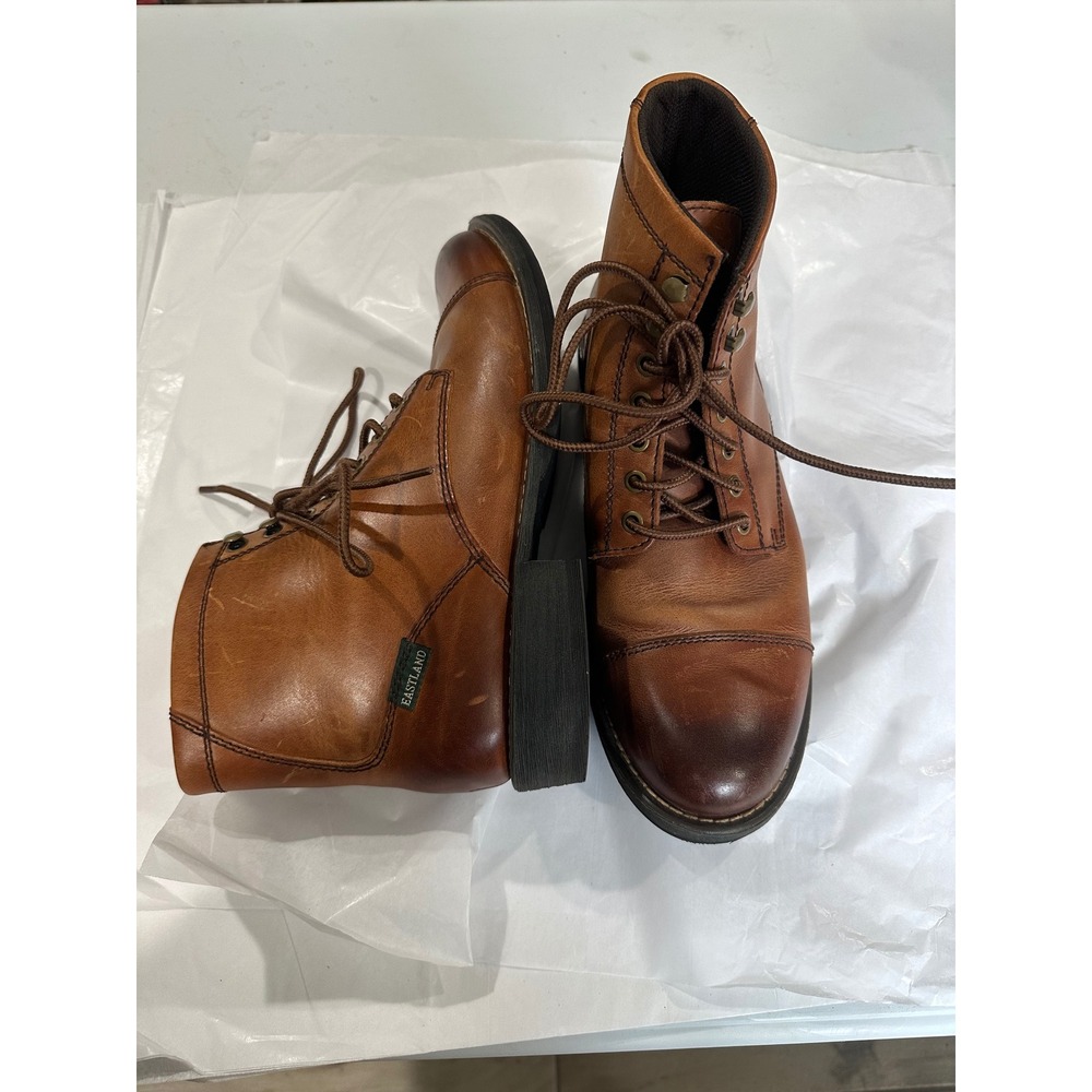 Eastland High Fidelity Men Tan Leather Cap Toe Lace Up Boots 10D 7284-04